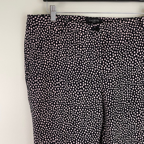 Talbots Petites Hampshire Ankle Pants Black Pink Dots Women's 14p Pre-owned - Picture 2 of 11
